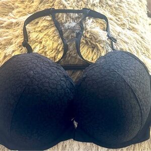 Victoria’s Secret black 36DD racer back front hook bra.